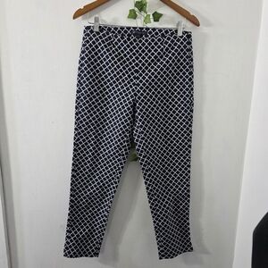 Brooks Brothers Navy Blue and White Geometric Natalie Fit Pants